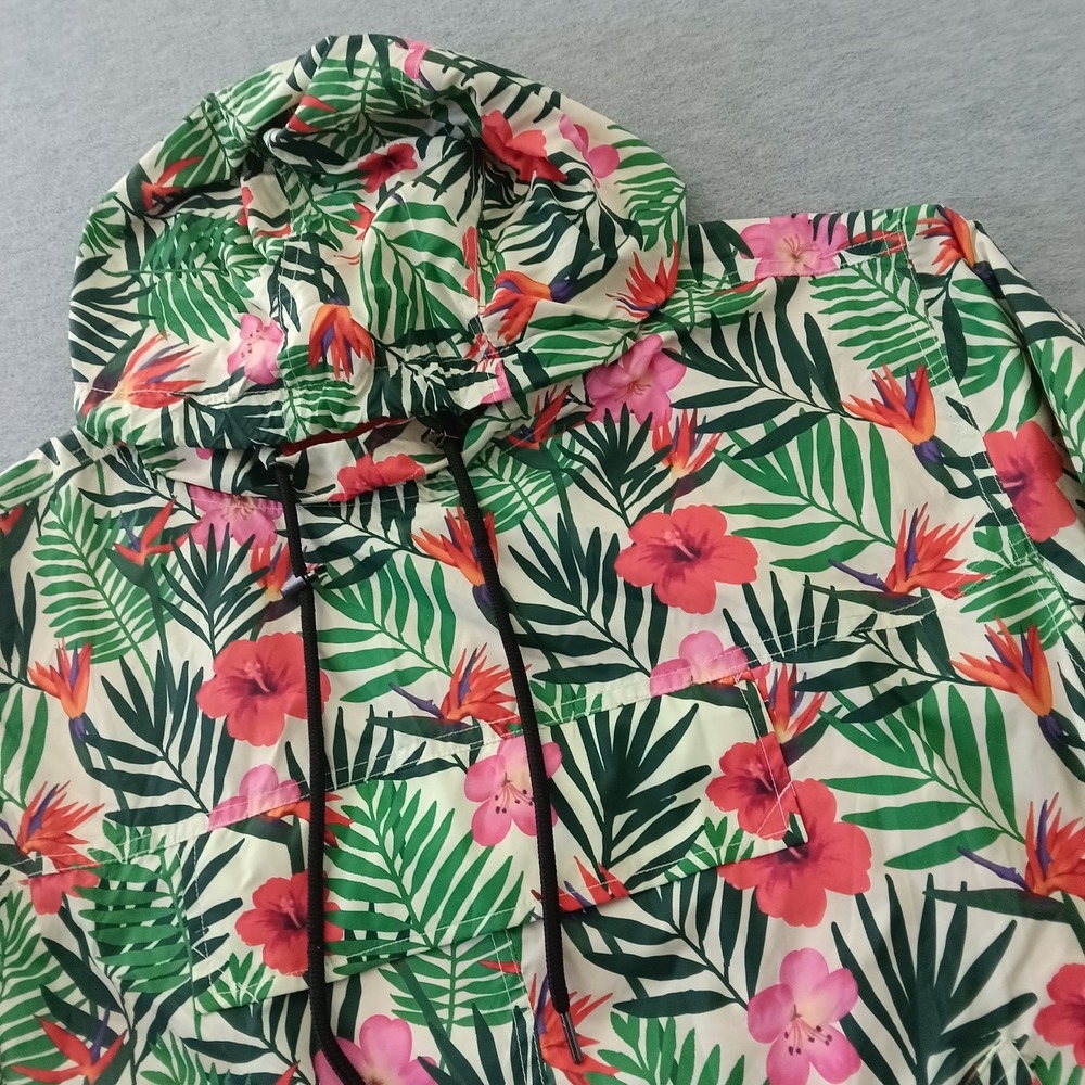 BlankNYC Womens Tropical Floral Hooded Windbreaker Jacket 66P-9009 Multicolor M - Picture 2 of 10